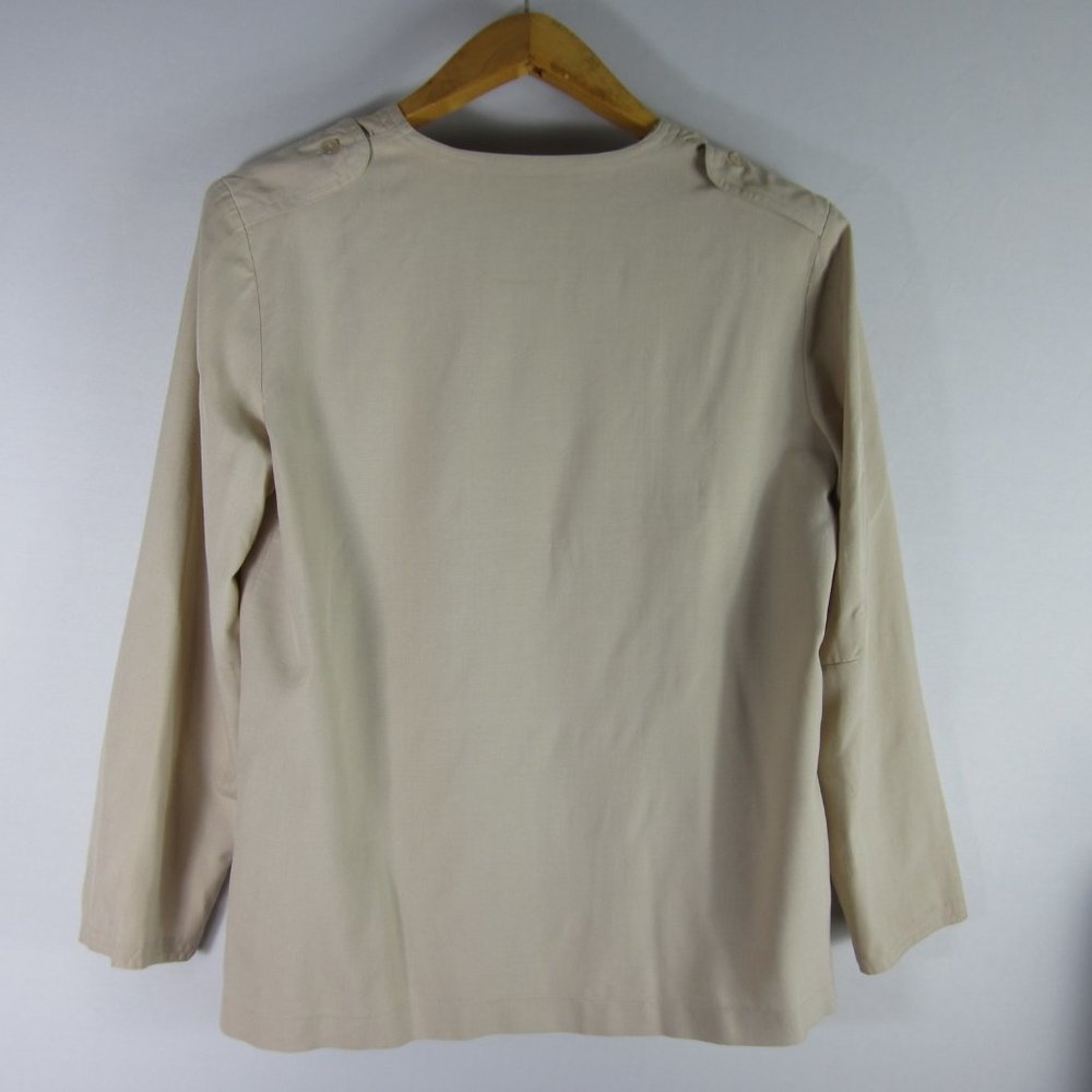 Vtg Frances Henaghan 10 Beige 100% Silk LS Blazer - Picture 8 of 9